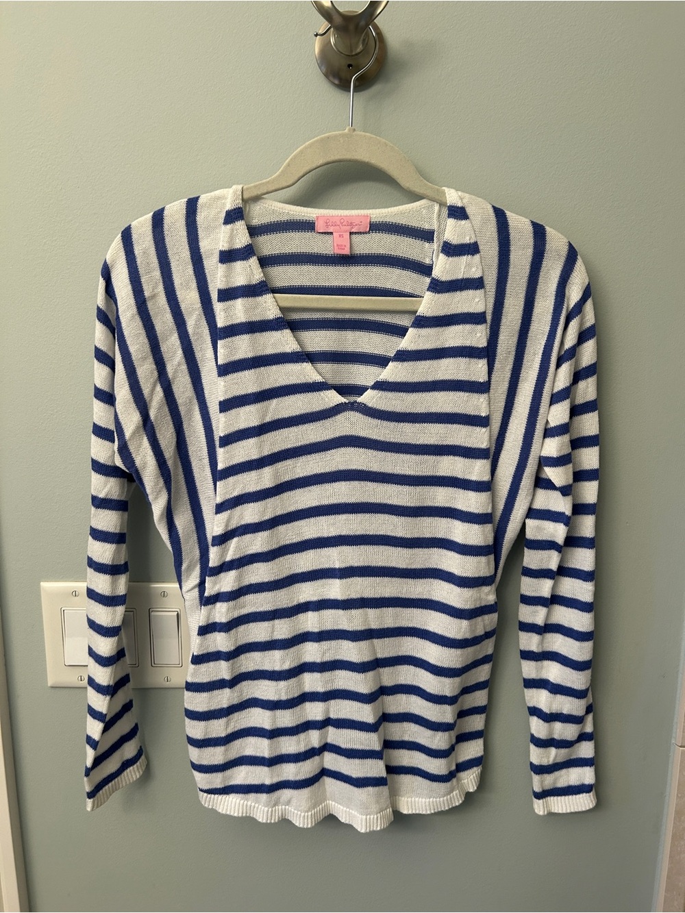 Lilly Pulitzer Blue and White Striped Knit Top